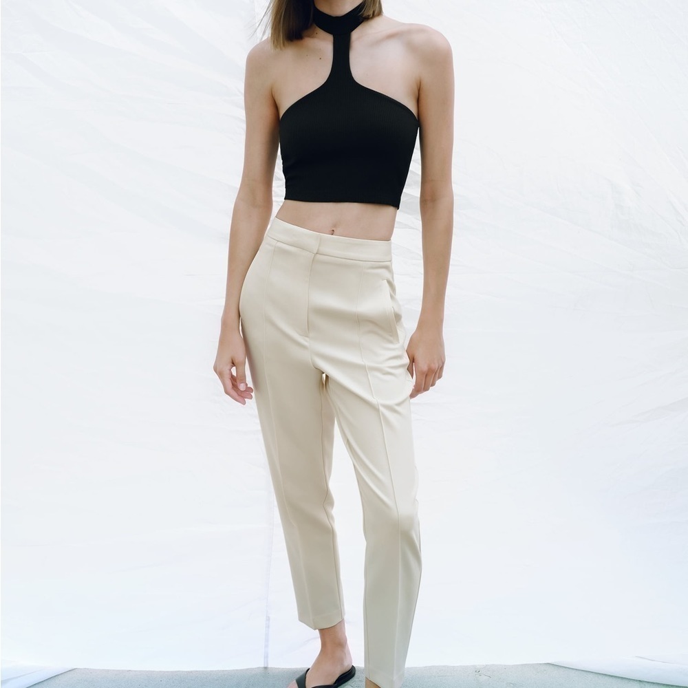 NWT ZARA HIGH-WAISTED PANTS - Picture 4 of 6